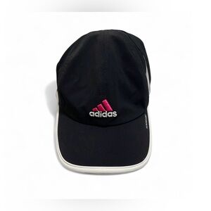 adidas Black Cap with Pink Logo and White Trim